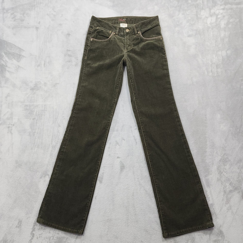 Worn Pants Womens 4 Green Corduroy Bootcut Khakis Stretch Casual Fall 5 Pocket